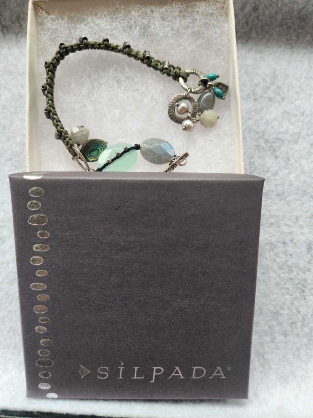 Silpada Mixed Stone Macrame Toggle Bracelet
